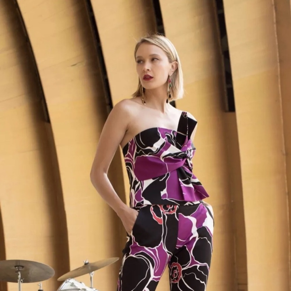 Trina Turk | “Lacquer” Orchid Twist Front Bustier Top | Size 0